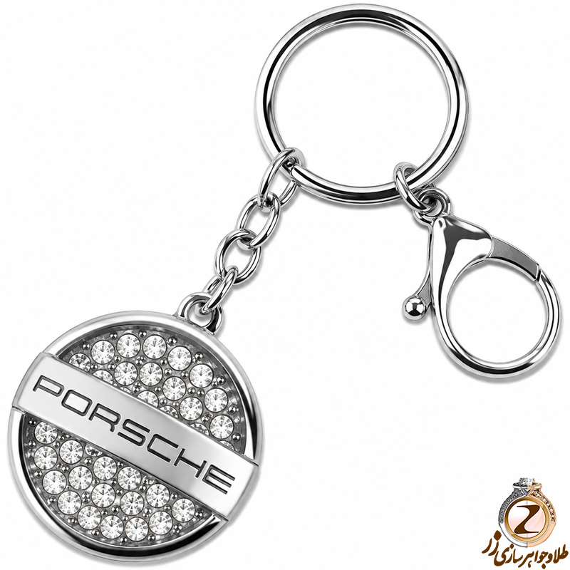 جاسوئیچی طلا و جواهر با نگین الماس تراش برلیان طرح پورشه (Porsche): مدل kgd1021