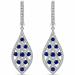 گوشواره طلا و جواهر با نگین یاقوت کبود و الماس تراش برلیان مدل: edf1347