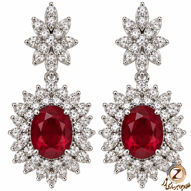 گوشواره طلا,گوشواره یاقوت قرمز