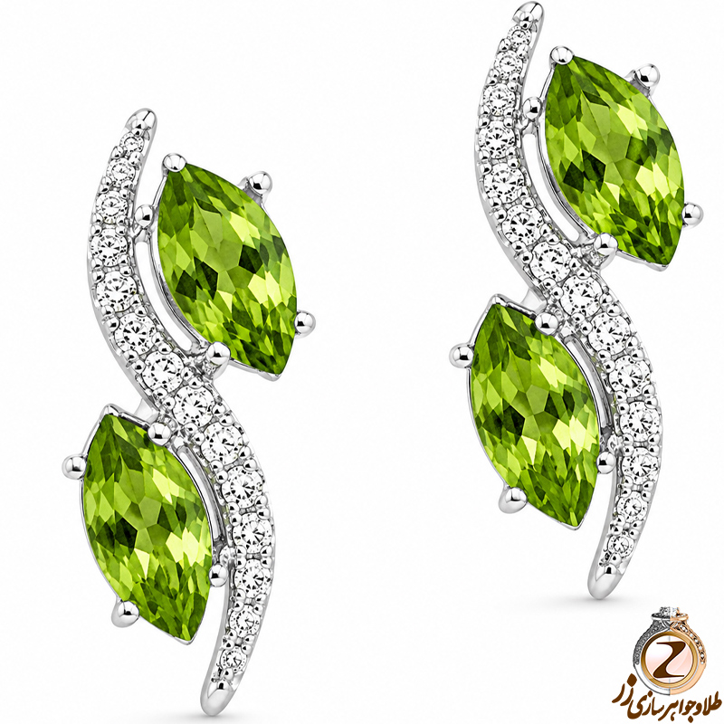 گوشواره طلای زنانه,گوشواره زنانه,گوشواره زبرجد