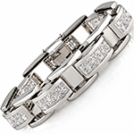 دستبند جواهر مردانه طلا سفید نگین الماس تراش پرنس مدل: bdm1033