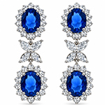 گوشواره زنانه طلای سفید با نگین یاقوت کبود و برلیان مدل: edf1160